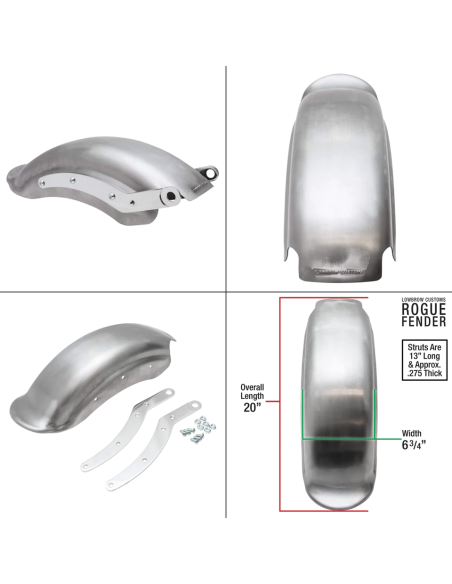 PARAFANGO POSTERIORE E SUPPORTI ROGUE DI LOWBROW CUSTOMS PER BIG TWIN 1958-1984