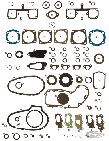 GUARNIZIONI, O-RING E PARAOLI PER K, KH DAL 1952-1956 E XR E SPORTSTER IRONHEAD DAL 1957 AL 1971