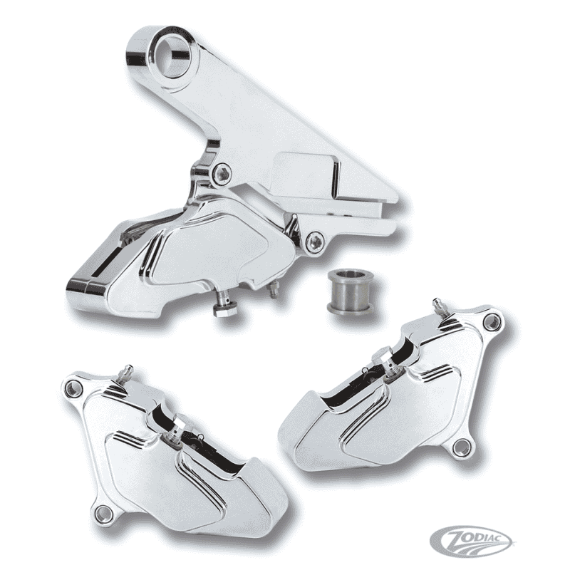 PINZE FRENO A 4 PISTONCINI ZODIAC IN ALLUMINIO BILLET CROMATE
