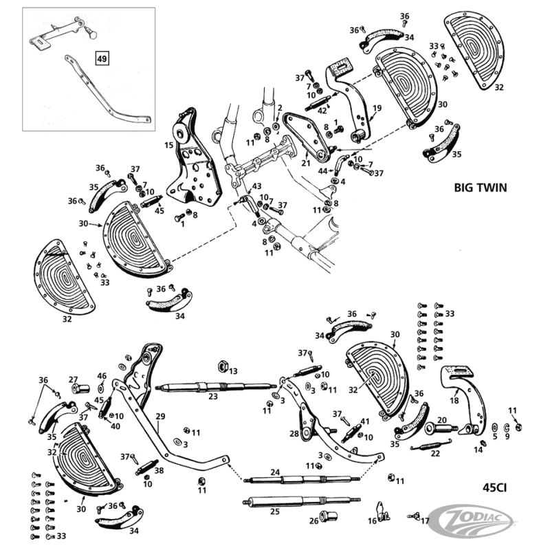 PARTI PER PEDANE PRIMI BIG TWIN E MODELLI 45CI