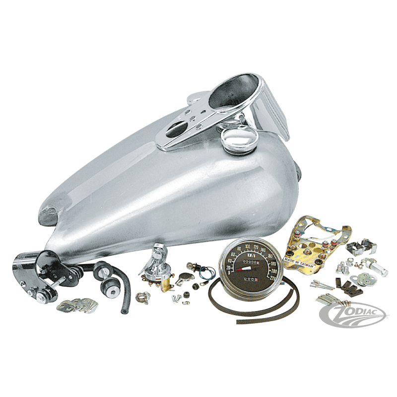 SERBATOIO BENZINA ALLUNGATO IN UN PEZZO UNICO CON KIT CONTACHILOMETRI E CRUSCOTTO PER SPORTSTER