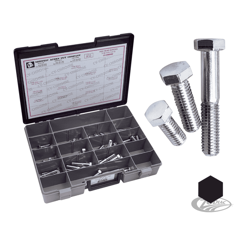 ASSORTIMENTO BULLONI UNC A TESTA ESAGONALE CROMATI