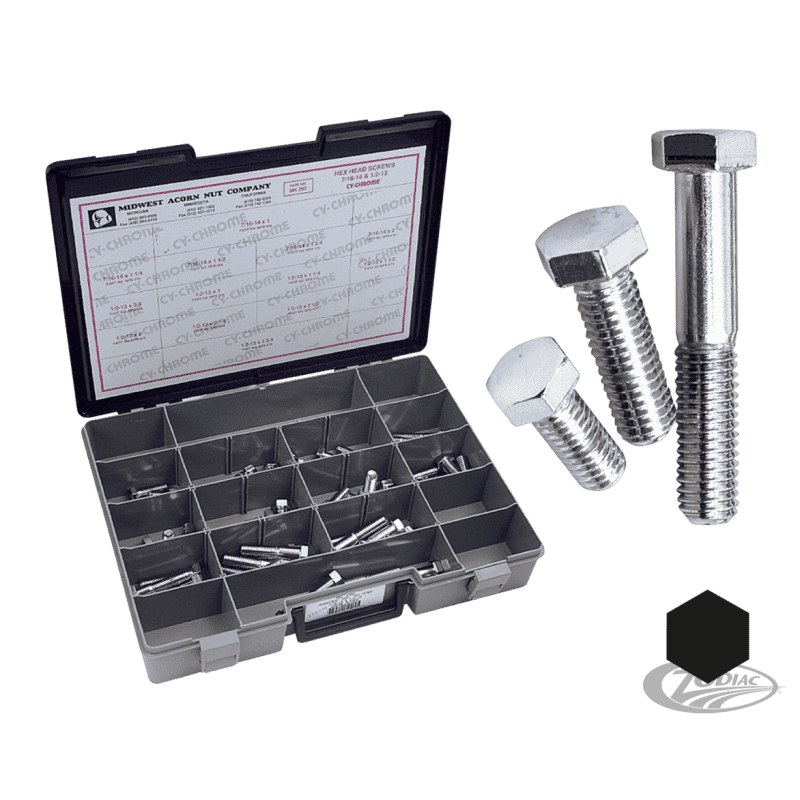 ASSORTIMENTO BULLONI UNC A TESTA ESAGONALE CROMATI