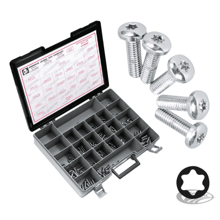 ASSORTIMENTO VITI TORX CON TESTA BOMBATA CROMATE