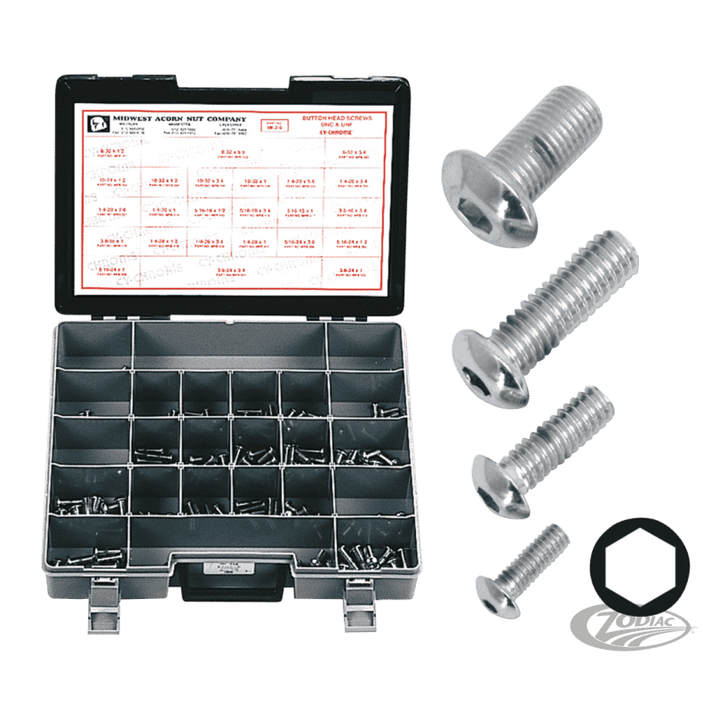 ASSORTIMENTO VITI A BRUGOLA CON TESTA BOMBATA CROMATE