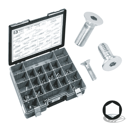 ASSORTIMENTO VITI A BRUGOLA CON TESTA SVASATA PIANA CROMATE