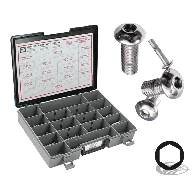 ASSORTIMENTO CROMATO VITI A TESTA BOMBATA LARGA