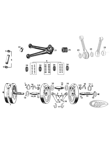 PARTI DI RICAMBIO PER IMBIELLAGGI PER MODELLI 45CI & BIG TWIN A VALVOLE LATERALI