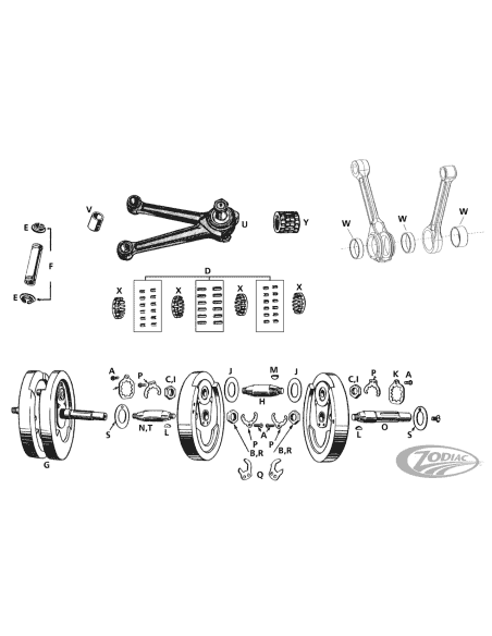 PARTI DI RICAMBIO PER IMBIELLAGGI PER MODELLI 45CI & BIG TWIN A VALVOLE LATERALI
