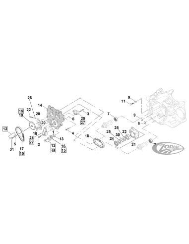 PARTI DISTRIBUZIONE CAMME A CATENA PER TWIN CAM RECENTI