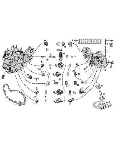 COPERTURA INGRANAGGI, RACCORDI E INGRANAGGI PER MODELLI 45CI E FLATHEAD