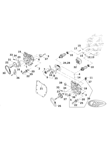 PARTI DISTRIBUZIONE CAMME A CATENA PER TWIN CAM RECENTI