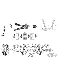 PARTI DI RICAMBIO PER IMBIELLAGGI PER MODELLI 45CI & BIG TWIN A VALVOLE LATERALI