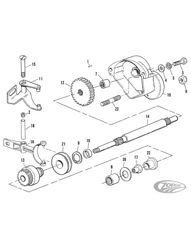 PARTI PER ALLOGGIAMENTO MOTORINO D'AVVIAMENTO PER FLT, FXR E SOFTAIL 1980-1988