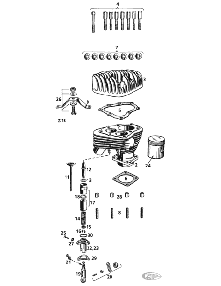 CILINDRI E VALVOLE, MODELLI 45CI A VALVOLE LATERALI