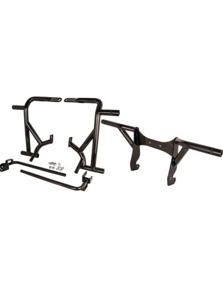 BURLY BRAND Bagger Brawler Front and Rear Crash Bar Kit Black Powder Coated 