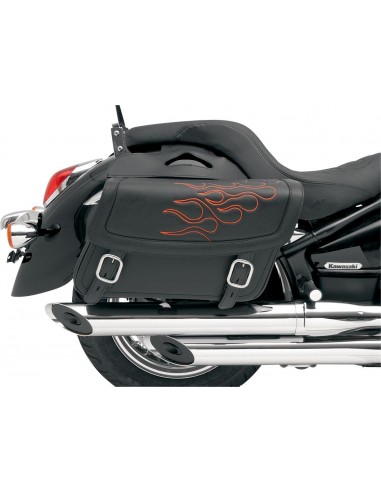 Borsa laterale fiamma ricamata 3d design universale pelle sintetica nero/arancio