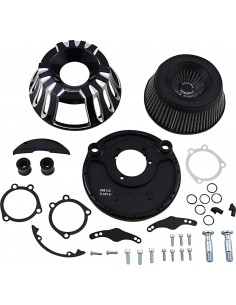 Kit filtro aria invertito ventosa grande taglio profondo nero