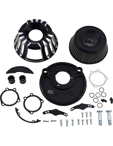 Kit filtro aria invertito ventosa grande taglio profondo nero