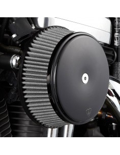 Kit filtro aria big sucker stage 1 liscio con filtro aria sintetico con coperchio in acciaio nero