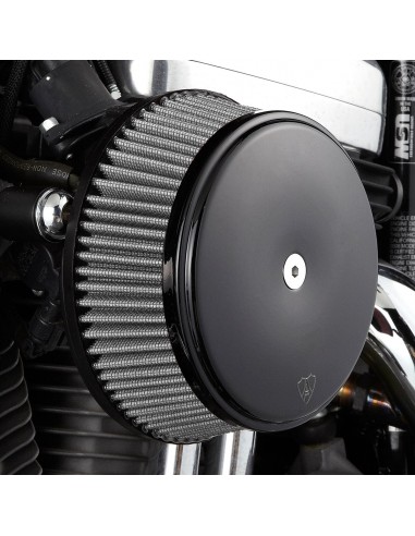 Kit filtro aria big sucker stage 1 liscio con filtro aria sintetico con coperchio in acciaio nero