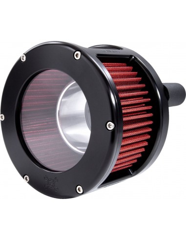 Filtro dell'aria - serie ba race - nero - coperchio trasparente - rosso - m8