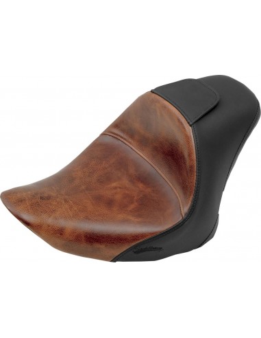 Sella monoposto lariat in pelle marrone invecchiata con gel harley davidson